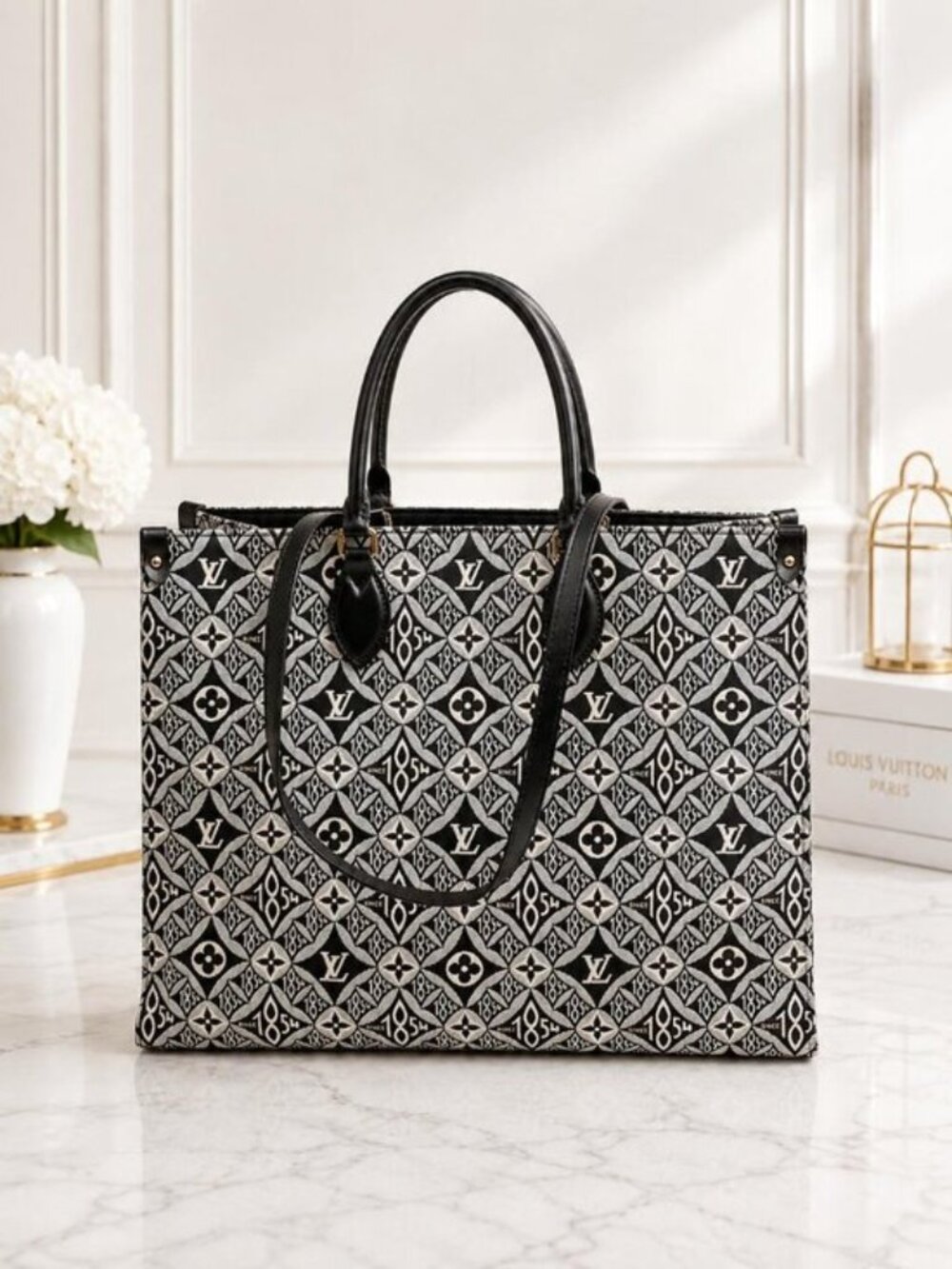 Authentic Louis Vuitton On the Go GM Black Monogram Giant Tote Bag